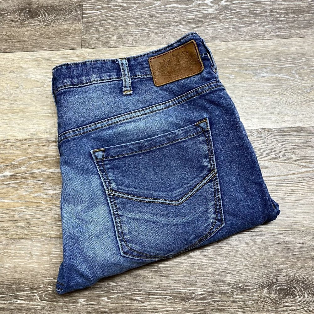 LOUIS PHILIPPE Matt Fit Low Rise Slim Straight Blue Denim Jeans Men's Size 38x30